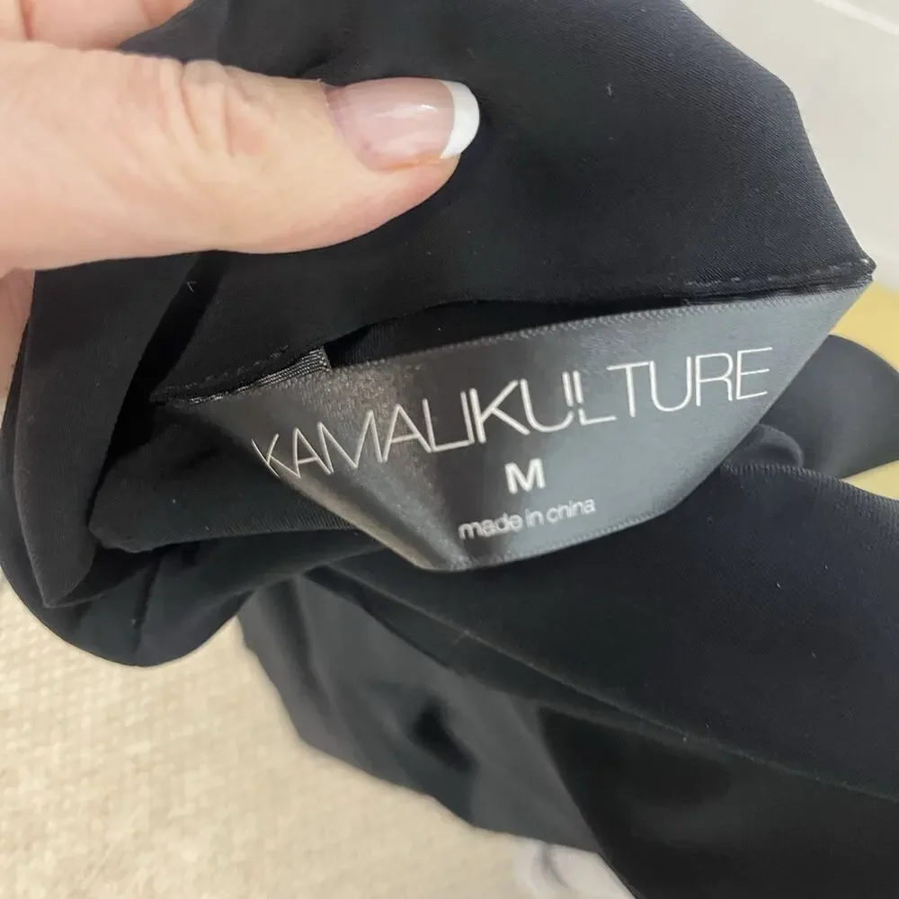 KamaliKulture Dress Tunic Women's Size M Black Stretch Slinky Cocktail Dinner